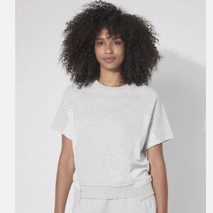 90 DEGREE BY REFLEX Women's Oversize Loop Top Gray Terry T-Shirt Tee Size L